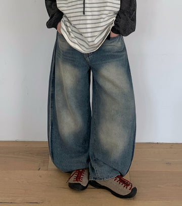 Tume Washing Cut Denim Wide Pants